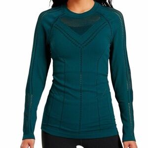 Athleta Oxygen Long Skeeve Workout Top in Nordic Teal Womens Size XL
